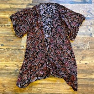Vintage print hippie witch brown kimono robe size medium